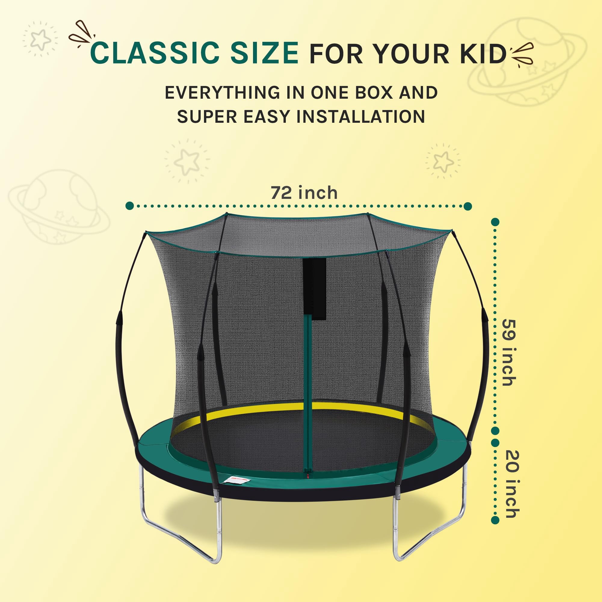 SkyBound Springless Trampoline for Kids and Adults - Recreational Trampolines with AntiRust Coating - Bungee Cords Outdoor Trampoline for Kids - No-Gap Design Zipper System 14 FT 12 FT 10FT 8FT 6FT