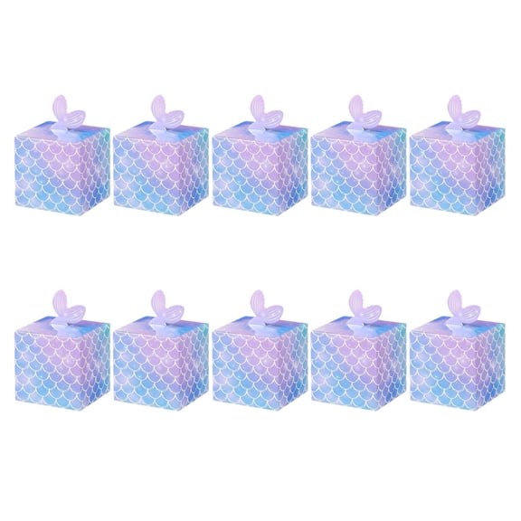 EXHUMKY Wedding Party Table Favors Mermaid Tail Boxes Purple Paper For Guests Wedding 10pcs
