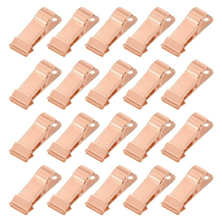 Uxcell 20pcs Metal Alligator Clamps 1.3" x 0.5" Mini Spring Clamp Hanging Crocodile Clips with Smooth Jaw for Work Photo Clothes Crafts, Champagne
