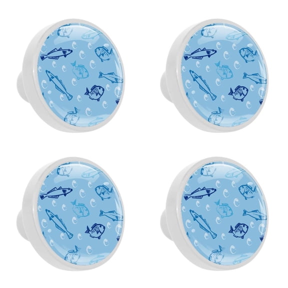 4 Pcs Fish Knobs for Kitchen Cabinet Cupboard Dresser Bookcase Drawer Pulls Handles Round Home Decor