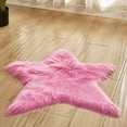 thumbnail image 5 of Faux Fur Carpet Long Plush Shaggy Fluffy Star Shape Carpets Long Hair Area Rugs Bedroom Living Room White Pink Floor Mat (black,diameter60cm), 5 of 6