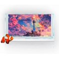 thumbnail image 3 of Colorful Aquarium Background with Cloud Sky Design, Fantasy Landscape Tapestry Trippy Neon Galaxy Space Fish Tank Decoration, Nature Lighthouse Lake Tapestry Wall Hanging Decor for Home, 3 of 6