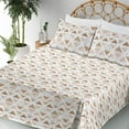 thumbnail image 3 of Ambesonne Geometric Fitted & Flat Sheet with Sham 3 Pcs Set, Minimalist Triangles Art, Twin, Almond Pastel Brown White, 3 of 5