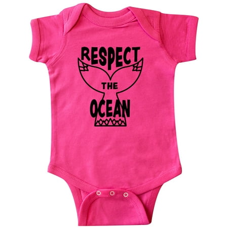 

Inktastic Respect The Ocean with Whale Tail Gift Baby Boy or Baby Girl Bodysuit