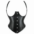 thumbnail image 1 of Corset Bustier en Cuir Pu pour Femmes Grande Taille Noir Argent Café, 1 of 5