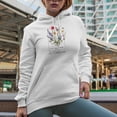 thumbnail image 2 of In a Field of Roses, Be a Wildflower Quote with Watercolor Wildflowers Art Merch Gift, White Hooded Sweatshirt or Hoodie, Small, 2 of 5