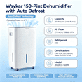thumbnail image 3 of Waykar 150 Pint Dehumidifier with Pump, Auto Defrost for Cold Winter, 7,000 Sq. Ft. for Basement, Crawl Space, RV/Boat Winter Storage & Indoor Clothes Drying (50 Pint DOE), 3 of 11