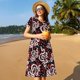 thumbnail image 4 of Balery Snake And Rose Vestidos sueltos de manga corta para mujer, vestidos de verano 2025, vestidos casuales de corte A con vuelo., 4 of 6