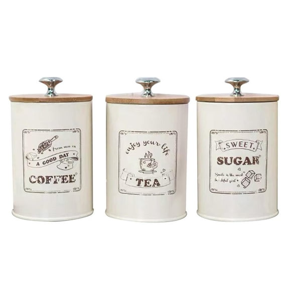 3x Coffee Beans Sugar Kitchen Storage Canister Set Jar Pot Container