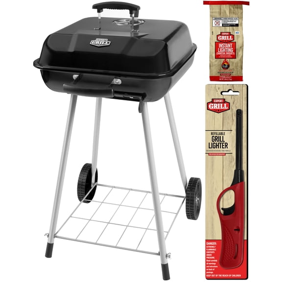Expert Grill One Stop Grilling Kit  (17.5" Charcoal Grill, 6Lb Instant Charcoal, and Lighter)