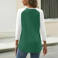 thumbnail image 4 of Pxiakgy 3/4 Length Sleeve Womens Tops Cotton Dressy Button V Neck Henley Shirt Casual Raglan Shirts Color Block Tunic Blouses Loose Fit Three Quarter Sleeve Tops Woman Printed V Neck T Shirt Green 3Xl, 4 of 5