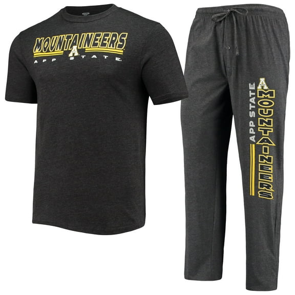 Men's Concepts Sport Heathered Charcoal/Black Appalachian State Mountaineers Meter Top & Pants Sleep Set