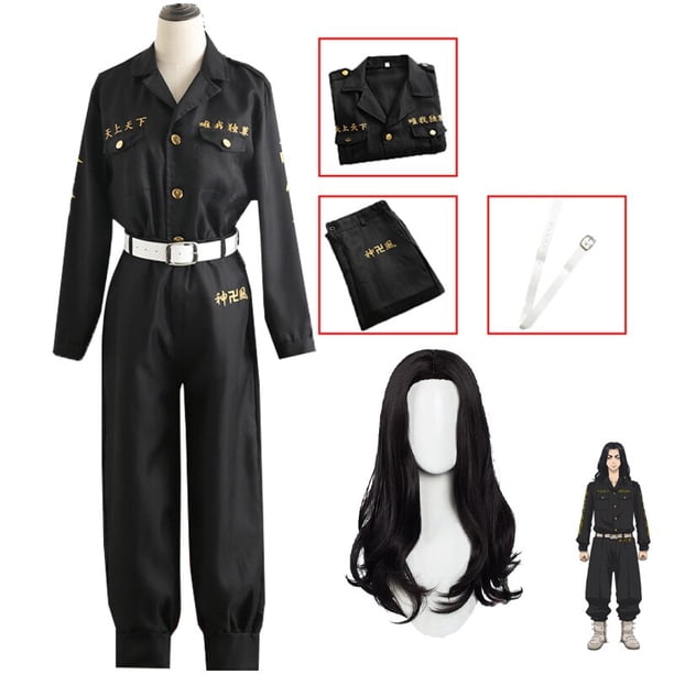 Tokyo Revengers Keisuke Baji Cosplay Costume Keisuke Baji Wig Black Uniform First Division Captain Anime Tokyo Halloween Costume yaoshenbao LED