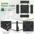 thumbnail image 5 of Topbuy 67" Built-in Umbrella Hole Metal and HDPE Picnic Table with Stool Set, Black, 5 of 10