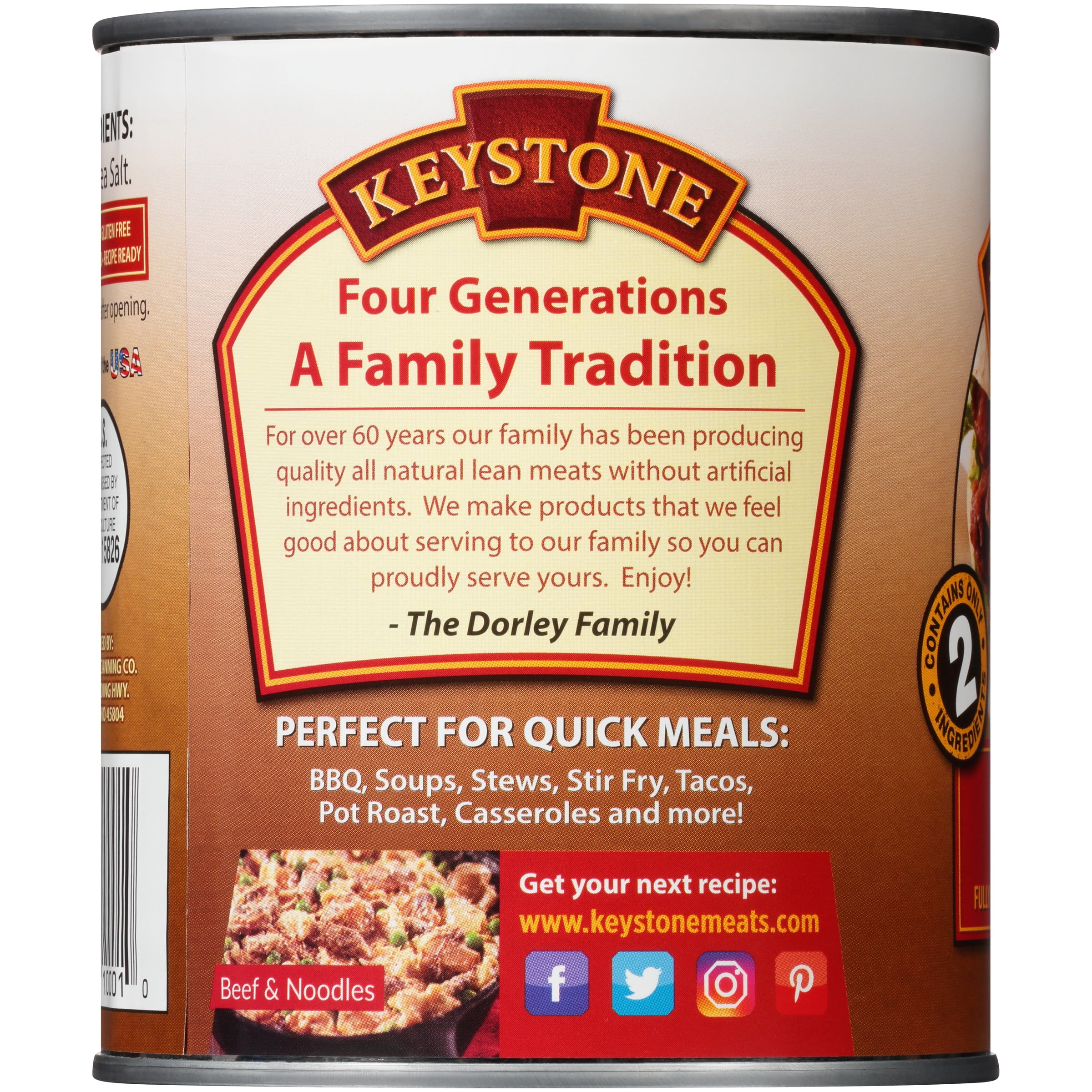 (2 pack) Keystone All Natural Beef, 28 oz Can