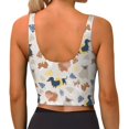 thumbnail image 2 of Bixox Women's Dogs Pattern Fitness Navel Tank Top U-Back Yoga Tank Top Sweatshirt Sports Bra, 2 of 5