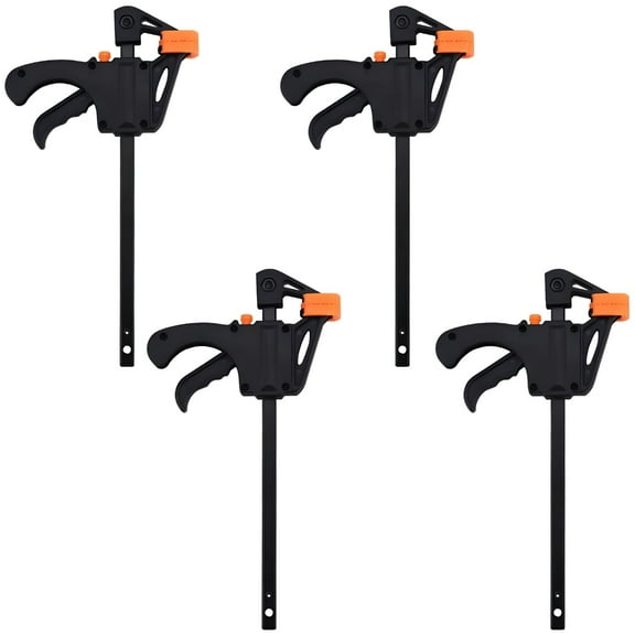 FACEGA Heavy Duty Ratchet Clamps Set,4PCS Plastic F-Clamp for Woodworking,4 Inch Bar Clamp with Quick Release,Ideal for Carpentry and DIY Projects