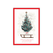 Personalized Holiday Card - Sledding Tree - 5 x 7 Flat