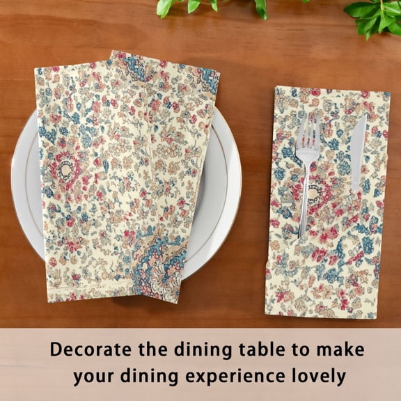Satin Native Fab Cotton Dinner Napkin Design Flowers Reusable