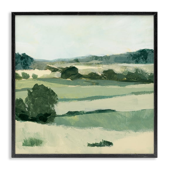 Stupell Industries Contemporary Open Countryside Landscape Soft Green Rolling Hills Black Framed Giclee Art, 12 x 12, by Victoria Barnes