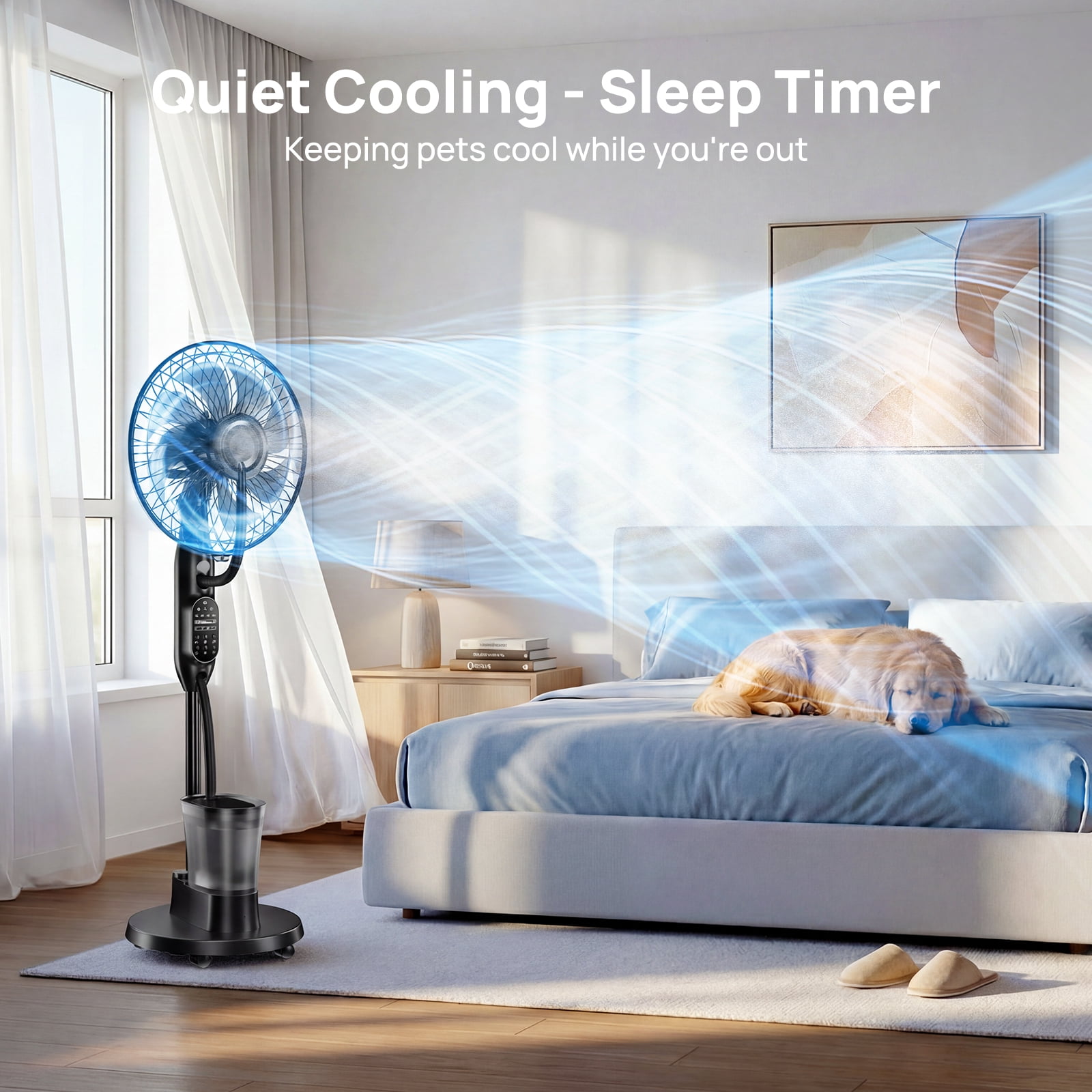 Pedestal Misting Fan, Mist Fan Mister Cooling Fan with 2.6L Large Water Tank, 9 Speeds Misting Standing Fan, Floor Fan with Remote for Home Bedroom Patio Outdoor