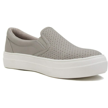 

Soda Flat Women Shoes Slip On Loafers Casual Sneakers Memory Foam Insoles Hidden Platform / Flatform Round Toe CROFT-G Gray Clay 10