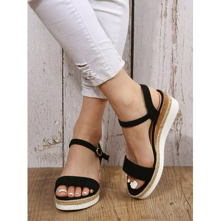 

2022 Fashion Buckle Peep Toe Women Sandals Wedges Comfort Lightweight High Heels Wear-resistant Women Office Wedding Sandals