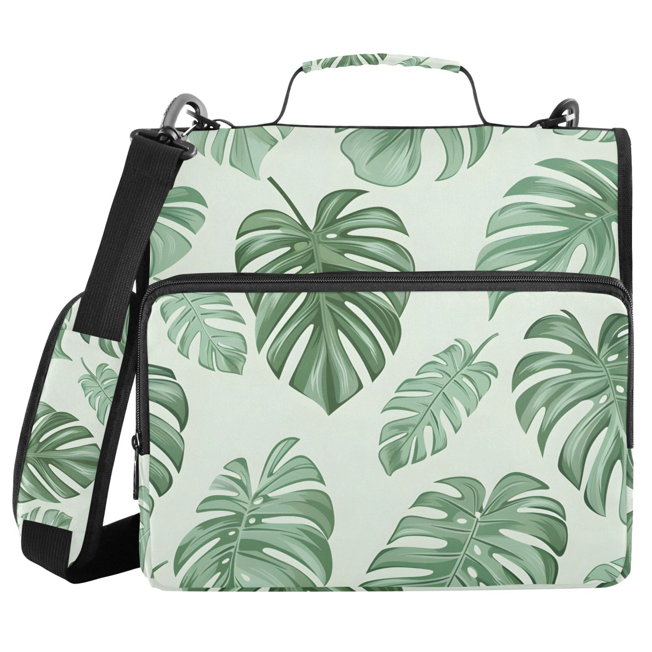 ALAZA Zipper Binder Tropical Leaves 3 Ring Trapper Keeper File Folder Organizer Bag