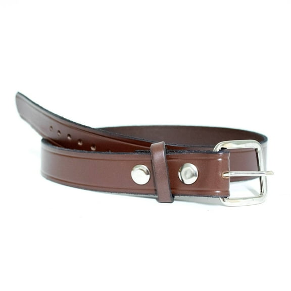 Amish-Made Cowhide Casual Leather Belt, Work Belt with Chrome Buckle and Snaps, 1/8" Thick and 1.25" Wide, Brown, 40"