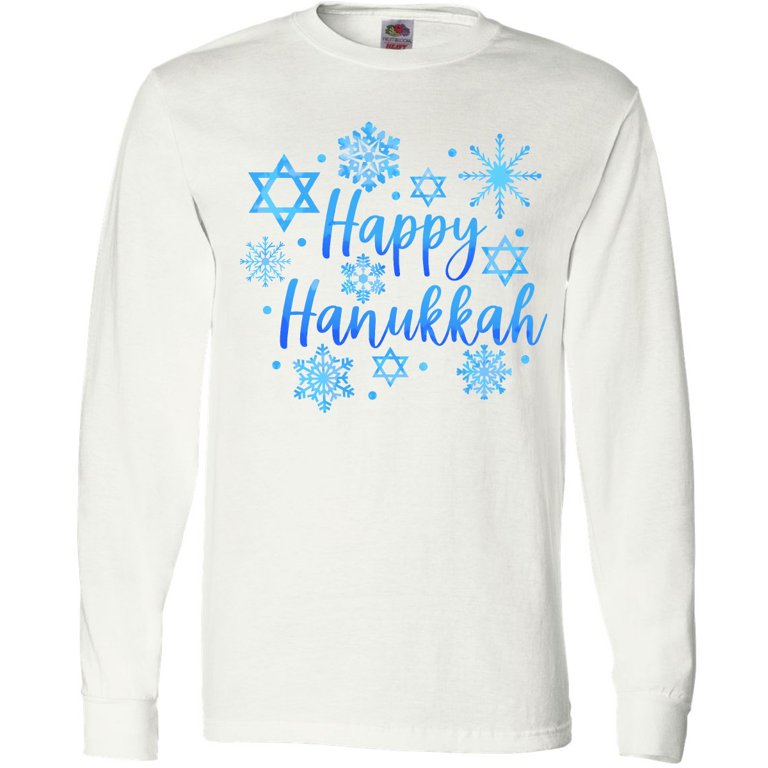 Happy Hanukkah Long Sleeve T-Shirt with Stars photo 3
