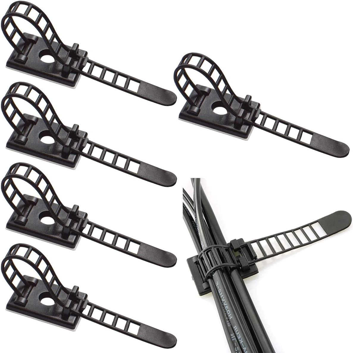 Adjustable Cable Holders, 50 pcs of Cable Clips Adjustable Cable Ties