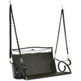 thumbnail image 1 of Outsunny 2-Person Wicker Porch Swing Hanging Swing Bench with Steel Chains, 1 of 10