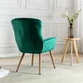 thumbnail image 7 of ARCTICSCORPION Velvet Accent Chair Modern Button Tufted Wingback Vanity Chair with Arms Upholstered Fabric Tall Back Desk Chair with Solid Wood Legs for Reading Living Room Bedroom Waiting Room, Green, 7 of 7