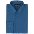 thumbnail image 2 of Men's Classic Long Sleeve Solid Color Barrel Cuff Dress Shirt (Denim Blue, Medium 32/33), 2 of 2