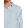 thumbnail image 4 of Time and Tru Women's Ruffle Sleeve Button Front Blouse, 4 of 5