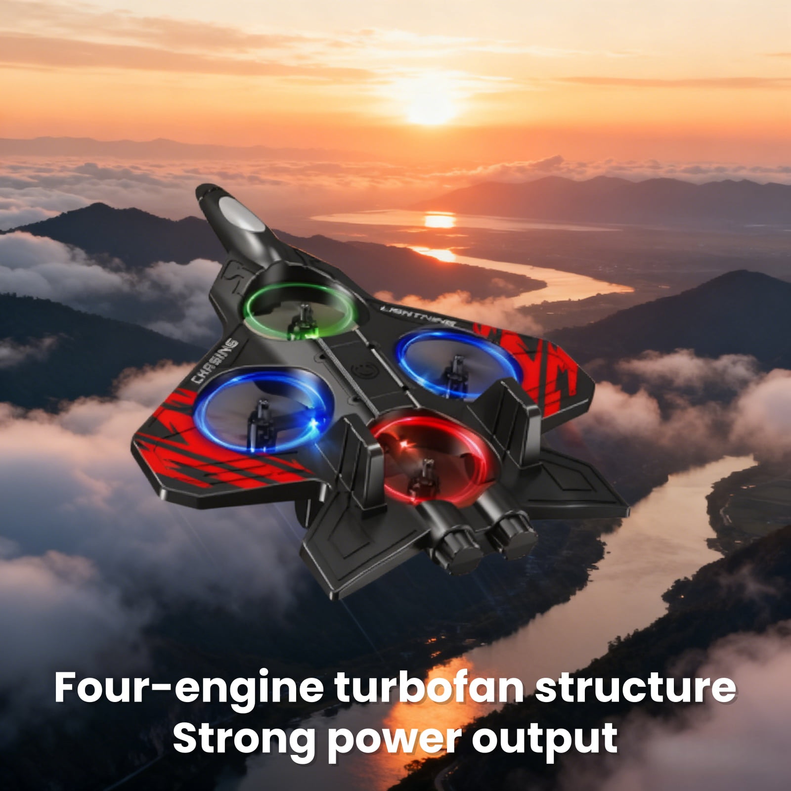 Foam Remote Control Airplane for Ages 14+, RC Fighter Jet with LED Lights, 360° Flip Stunt Roll, Durable EPP Plane Gift for Teens & Adults
