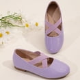 thumbnail image 3 of Girls Ballet Flat Dress Shoes Elastic Band Mary Jane Wedding Party Shoes Solid Color Casual School Shoes Purple 12 Little Kid, 3 of 5