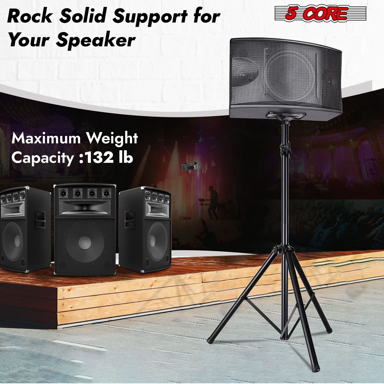 5 Core Speaker Stand Tripod Pair Floor Heavy Duty Adjustable Up to 72 Inch DJ Studio Monitor Stands Pole Mount