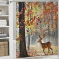 thumbnail image 6 of JRXY Deer Forest Autumn Leaves Shower Curtain Multiple Sizes 100% Polyester Chic Modern Bathroom Decor with Hooks Home Bathtubs Bathroom Decoration 36x72, 6 of 7
