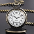 thumbnail image 3 of Minzimin Smooth Pocket Watch Alloy Steel Quartz Roman/Arabic Numerals with 37cm Chain for Father's Day Xmas Best Gifts, 3 of 7