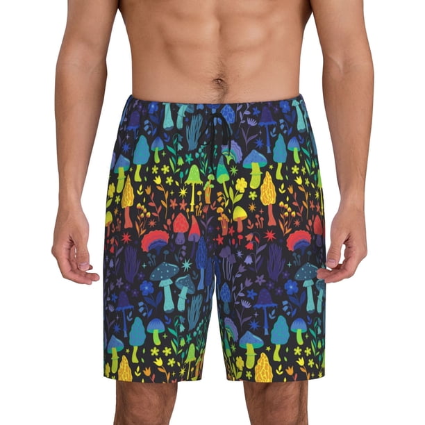 Fotbe Magical Mushrooms and Flowers Pantalones Cortos de Pijama para Hombre, Ropa de Dormir, Pantalones de Pijama Cortos para Hombre-XX-Large
