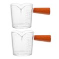thumbnail image 1 of MasteelfCA 2pcs Scale Measuring Glass Coffee Cup Baking Measuring Cup Wooden Handle Milk Cup, 1 of 8