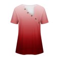 thumbnail image 4 of Jalioing Womens Plus Size Top Summer Casual T Shirt Gradient Color Button V-Neck Loose Tops, 4 of 5
