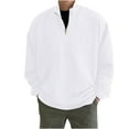 thumbnail image 2 of CQONEPT Men's Sweatshirts Drop Shoulder 1/4 Zip Pullover Tops Long Sleeve Casual Tunic Tops Fall Winter Clothes White M, 2 of 6
