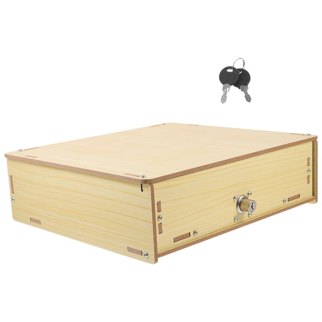 COMPUKAS Beige Multi Functional Cash Drawer Tray Wooden Cash Register Insert with Compartments