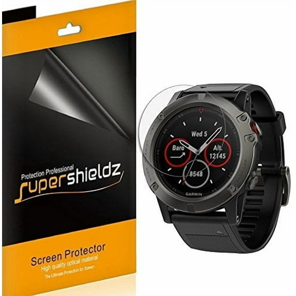 [6-Pack] Supershieldz for Garmin Fenix 5x Screen Protector, [Full Screen Coverage] Anti-Bubble High Definition (HD) Clear Shield