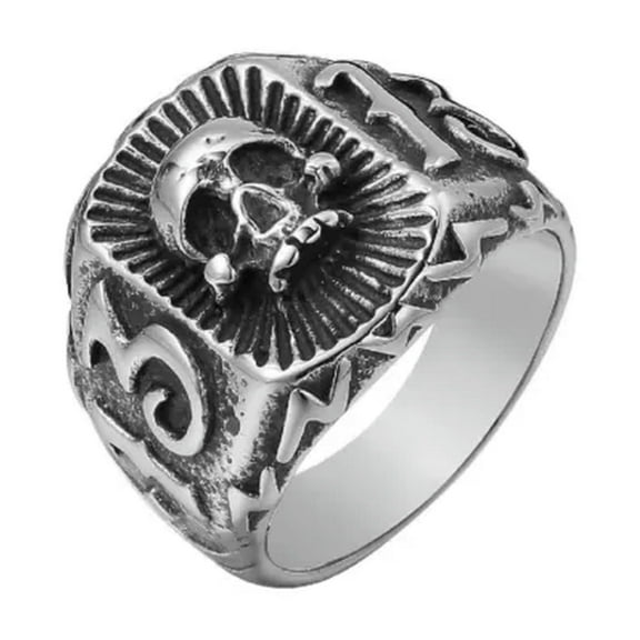 GKNET Men's Personality Vintage 13 Skull Head Stainless Steel Rings Size 7-13-8