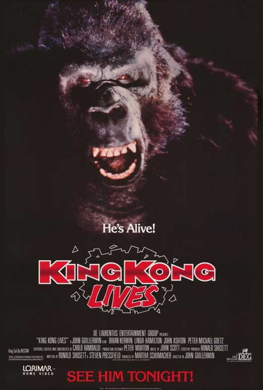 King Kong Lives movie POSTER (Style A) (27" x 40") (1986)