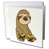 3dRose Funny Cute Sloth Playing the Bongo Drums for Music Lovers - Greeting Cards, 6 by 6-inches, set of 12