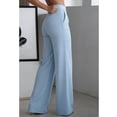 thumbnail image 4 of Cutuoiiu Women's Solid Color Wide Leg Pants High Waist Straight Trousers with Pockets for Work Office Daily Wear, 4 of 7